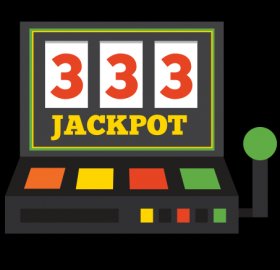 Slot machine showing jackpot.